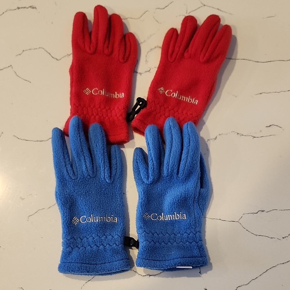 Columbia Kids Fleece Gloves - Vibrant Red and Blue